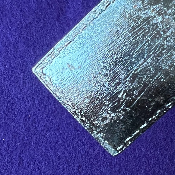 LV Authentic METALLIC Silver Leather Name Tag Bag Charm Key Chain RARE OAK - Picture 11 of 14